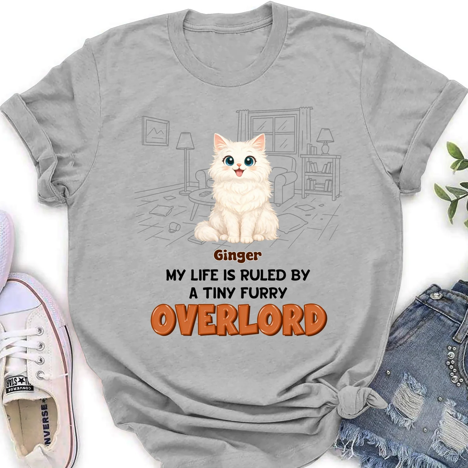 Ruled By Storybook Funny Cats - Personalized Custom Women's T-Shirt - Image 6