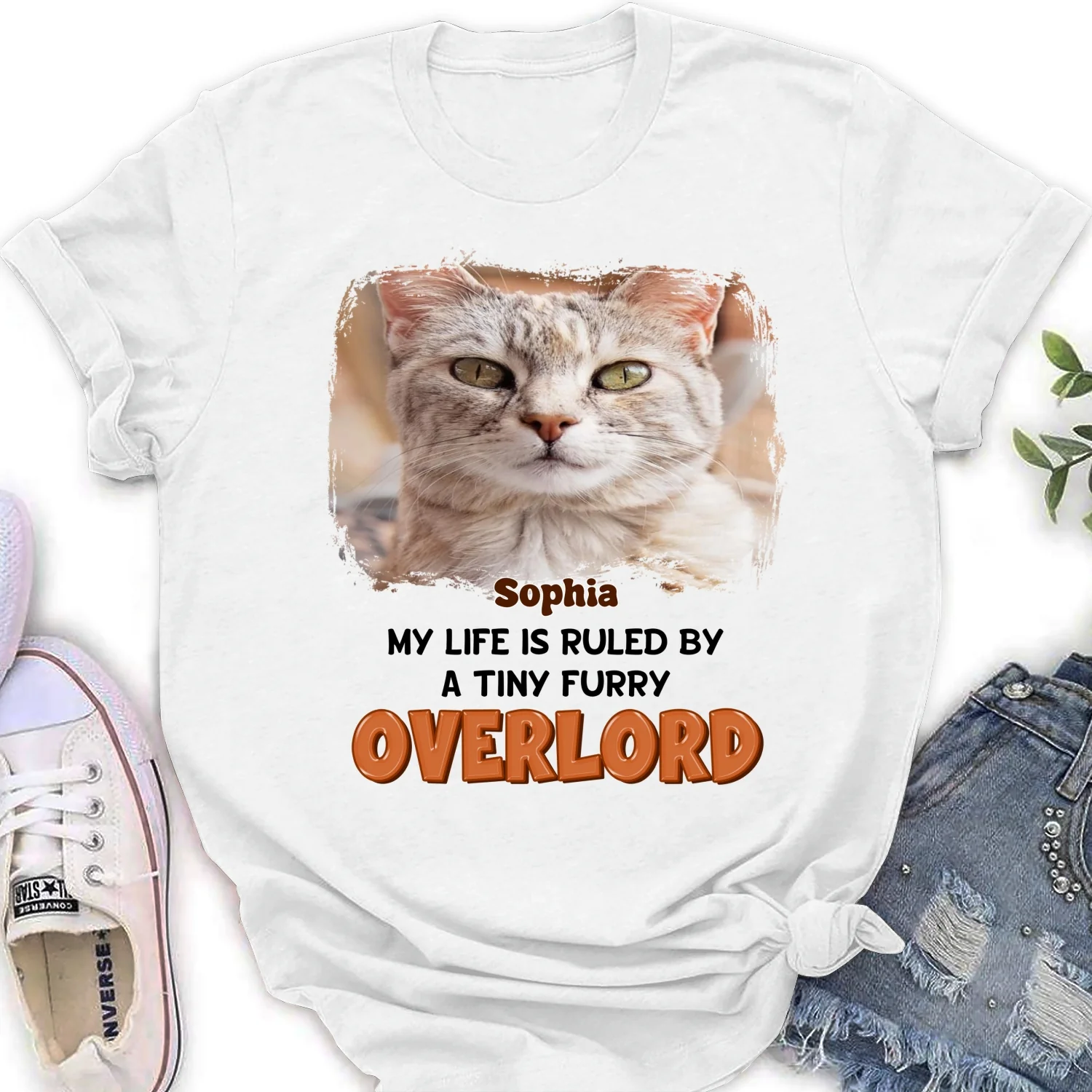 Ruled By Storybook Funny Cats Photo - Personalized Custom Women's T-Shirt - Image 3