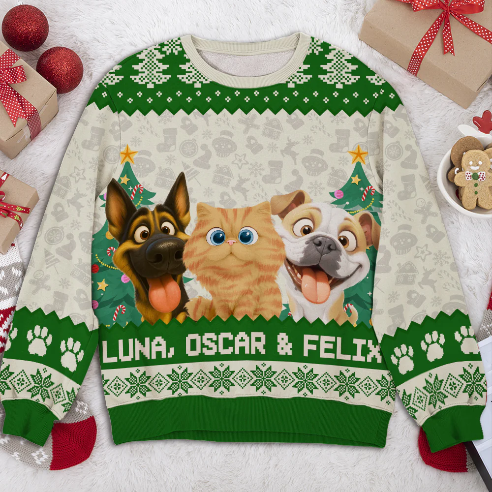 Santa Is Coming Fur Ver - Personalized Custom All-Over-Print Sweatshirt - Image 2