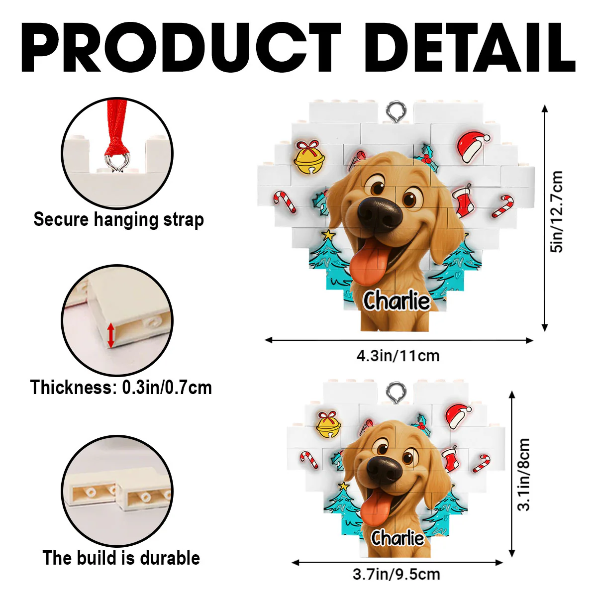 Santa Is Coming - Personalized Custom 3D Effect Heart Puzzle Ornament - Image 6