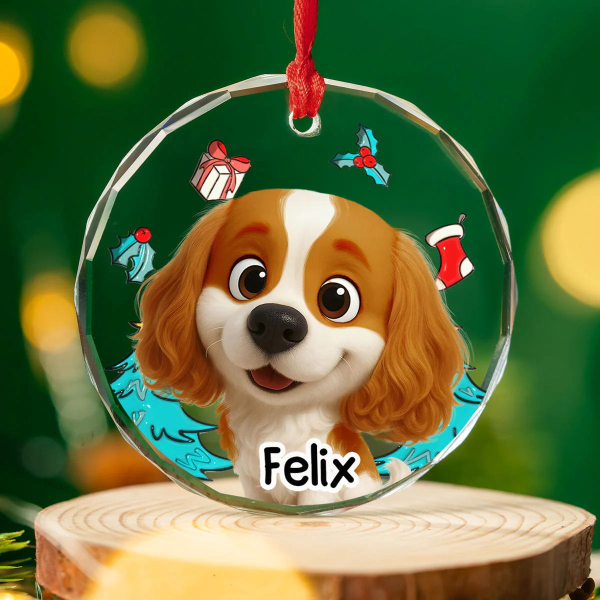 Santa Is Coming - Personalized Custom 3D Inflated Effect Glass Ornament - Image 3