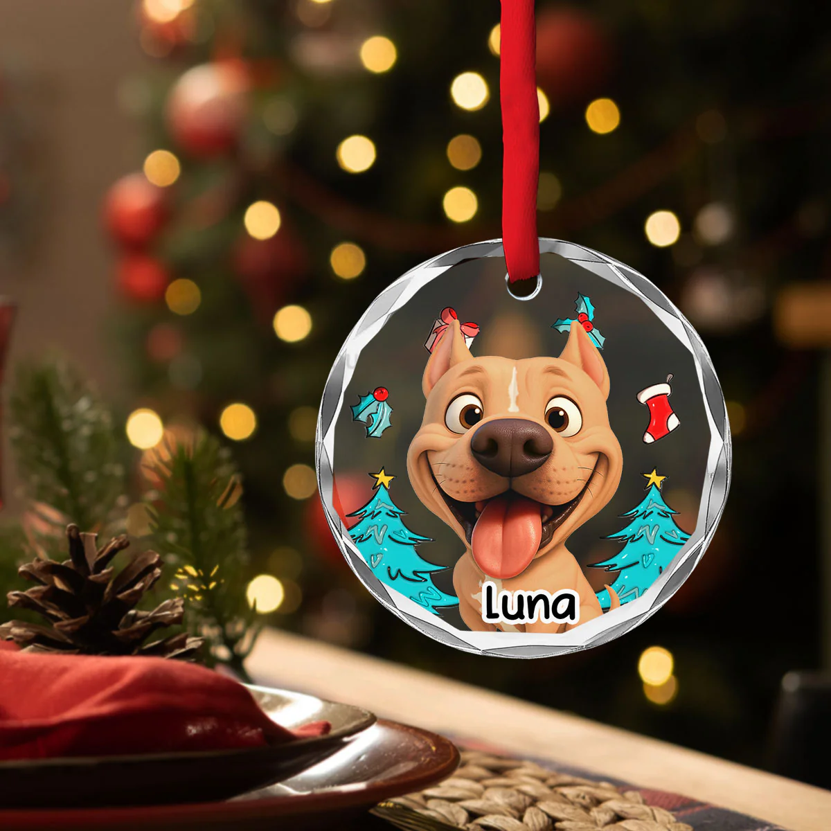 Santa Is Coming - Personalized Custom 3D Inflated Effect Glass Ornament - Image 4