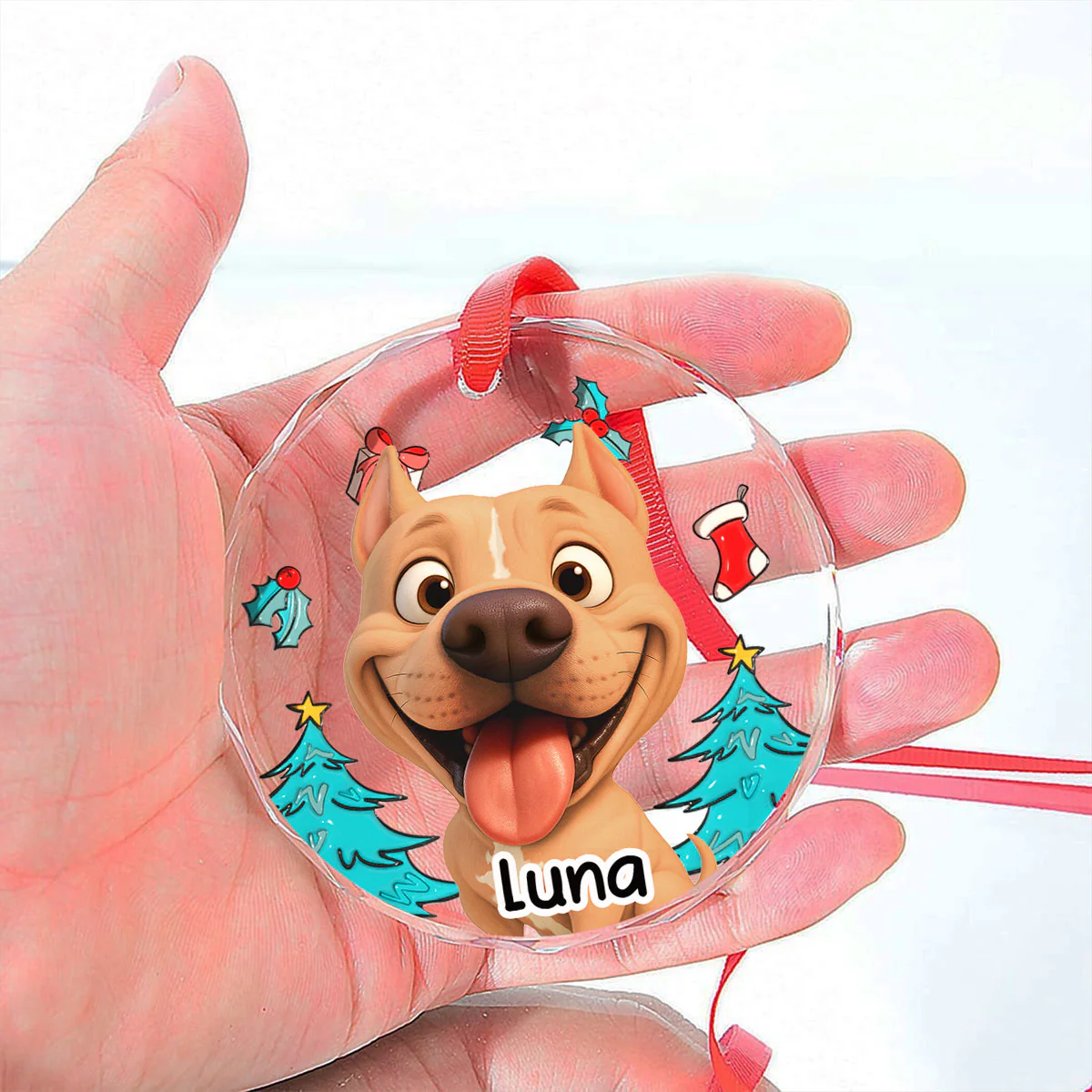 Santa Is Coming - Personalized Custom 3D Inflated Effect Glass Ornament - Image 5