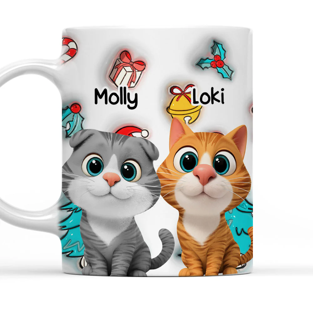 Santa Is Coming To Cats - Personalized Custom 3D Inflated Effect Mug