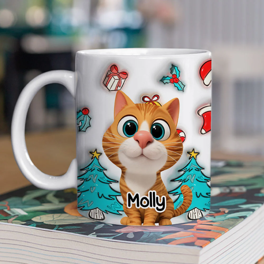 Santa Is Coming To Cats - Personalized Custom 3D Inflated Effect Mug - Image 2