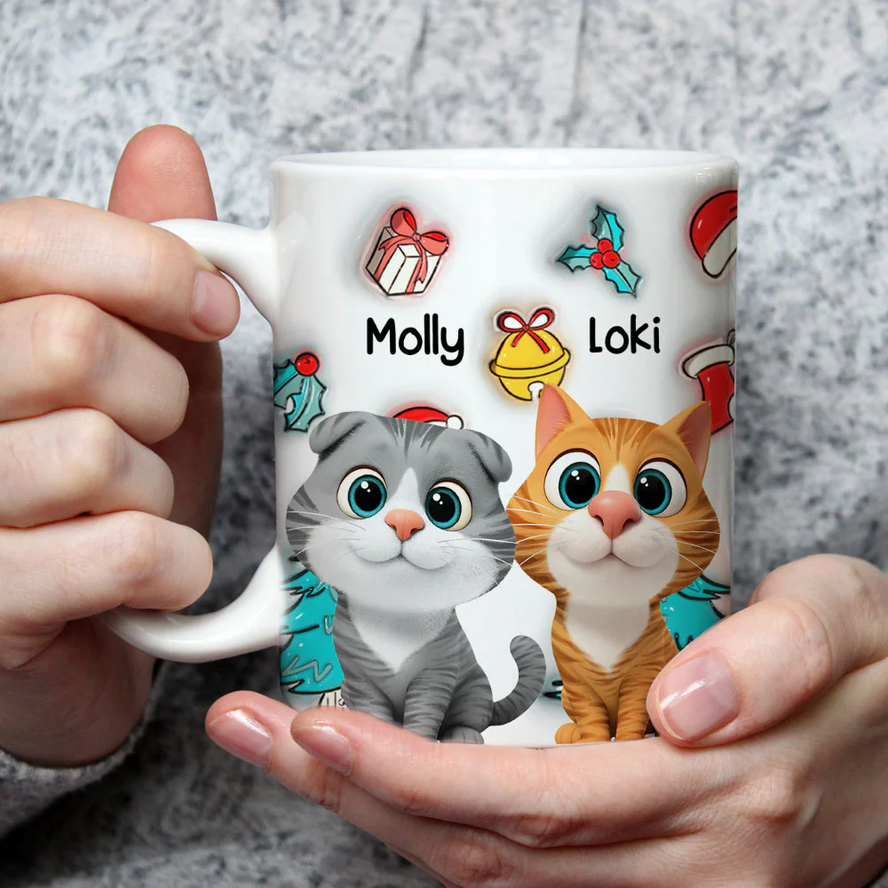 Santa Is Coming To Cats - Personalized Custom 3D Inflated Effect Mug - Image 3