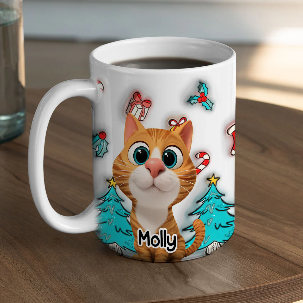 Santa Is Coming To Cats - Personalized Custom 3D Inflated Effect Mug - Image 4