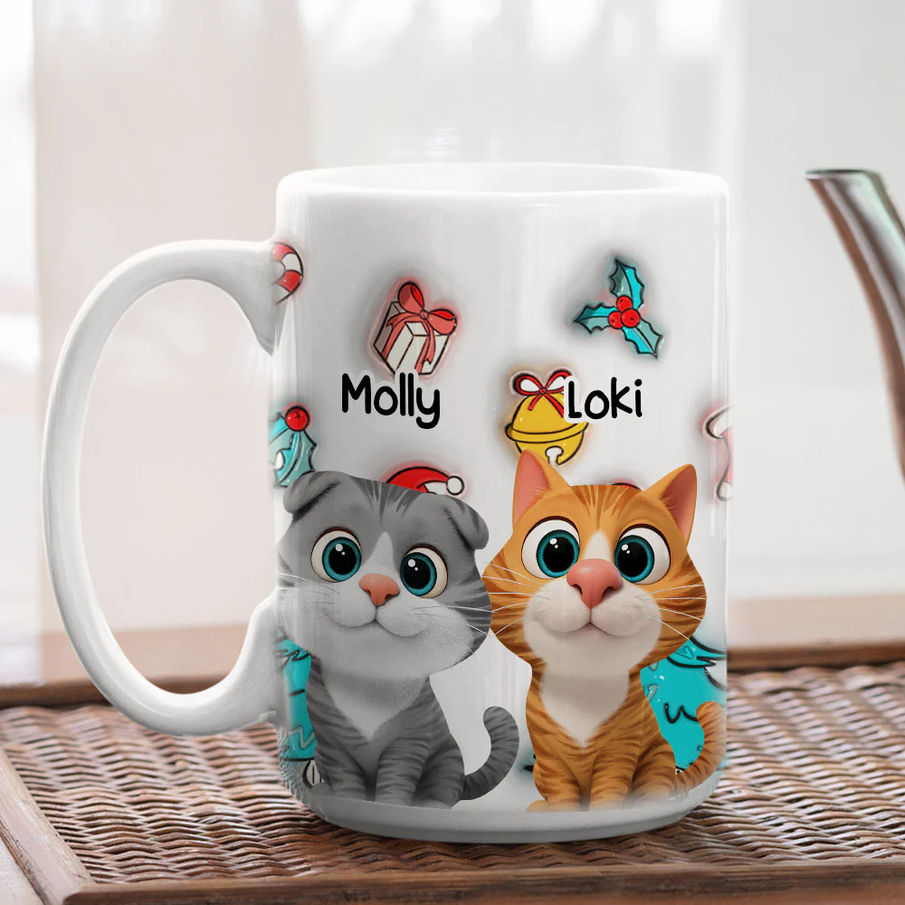 Santa Is Coming To Cats - Personalized Custom 3D Inflated Effect Mug - Image 5