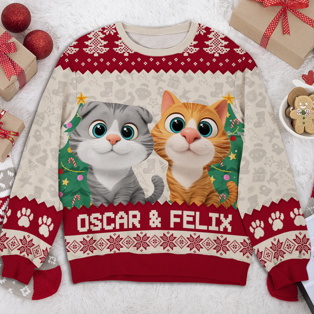 Santa Is Coming To Cats - Personalized Custom All-Over-Print Sweatshirt
