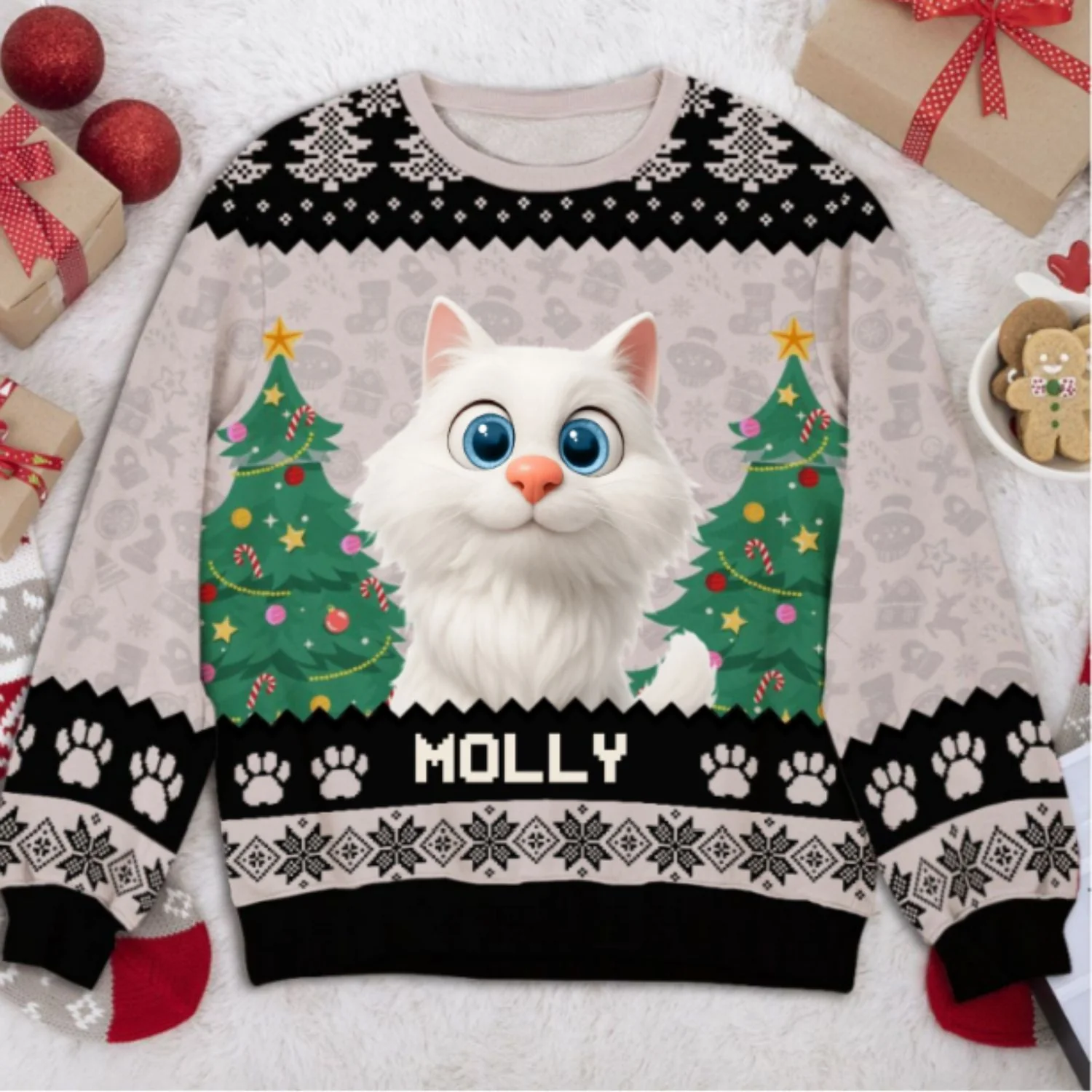 Santa Is Coming To Cats - Personalized Custom All-Over-Print Sweatshirt - Image 7