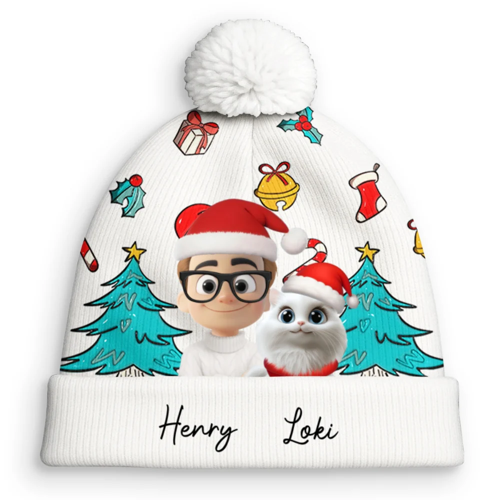 Santa Is Coming To Cats - Personalized Custom Bobble Beanie Hat - Image 7