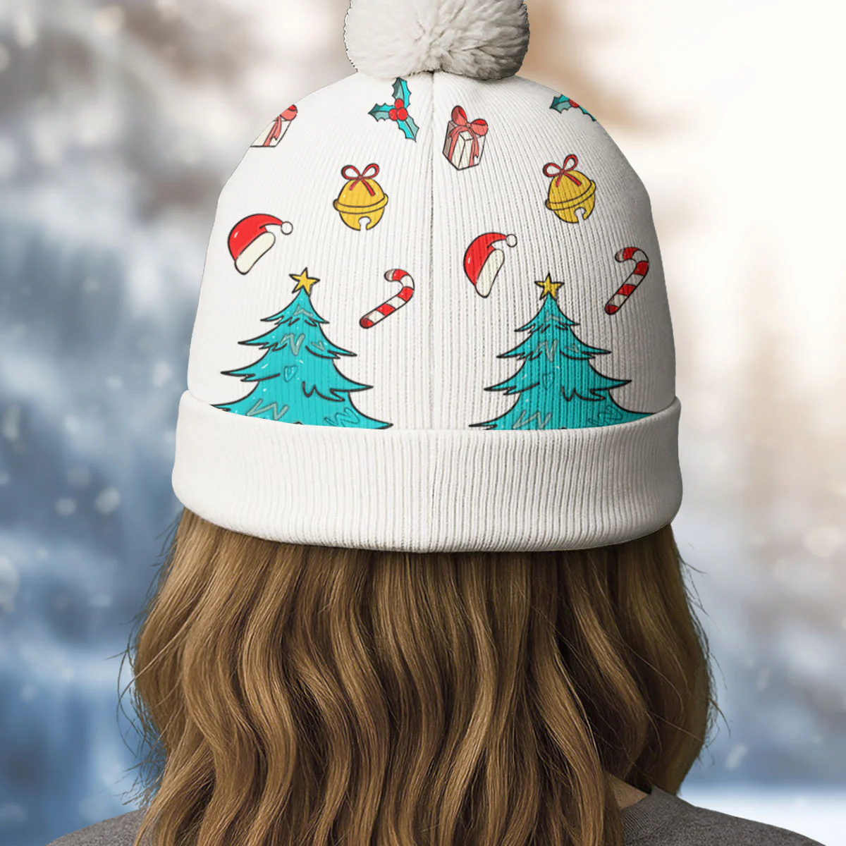 Santa Is Coming To Our Family - Personalized Custom Bobble Beanie Hat - Image 3