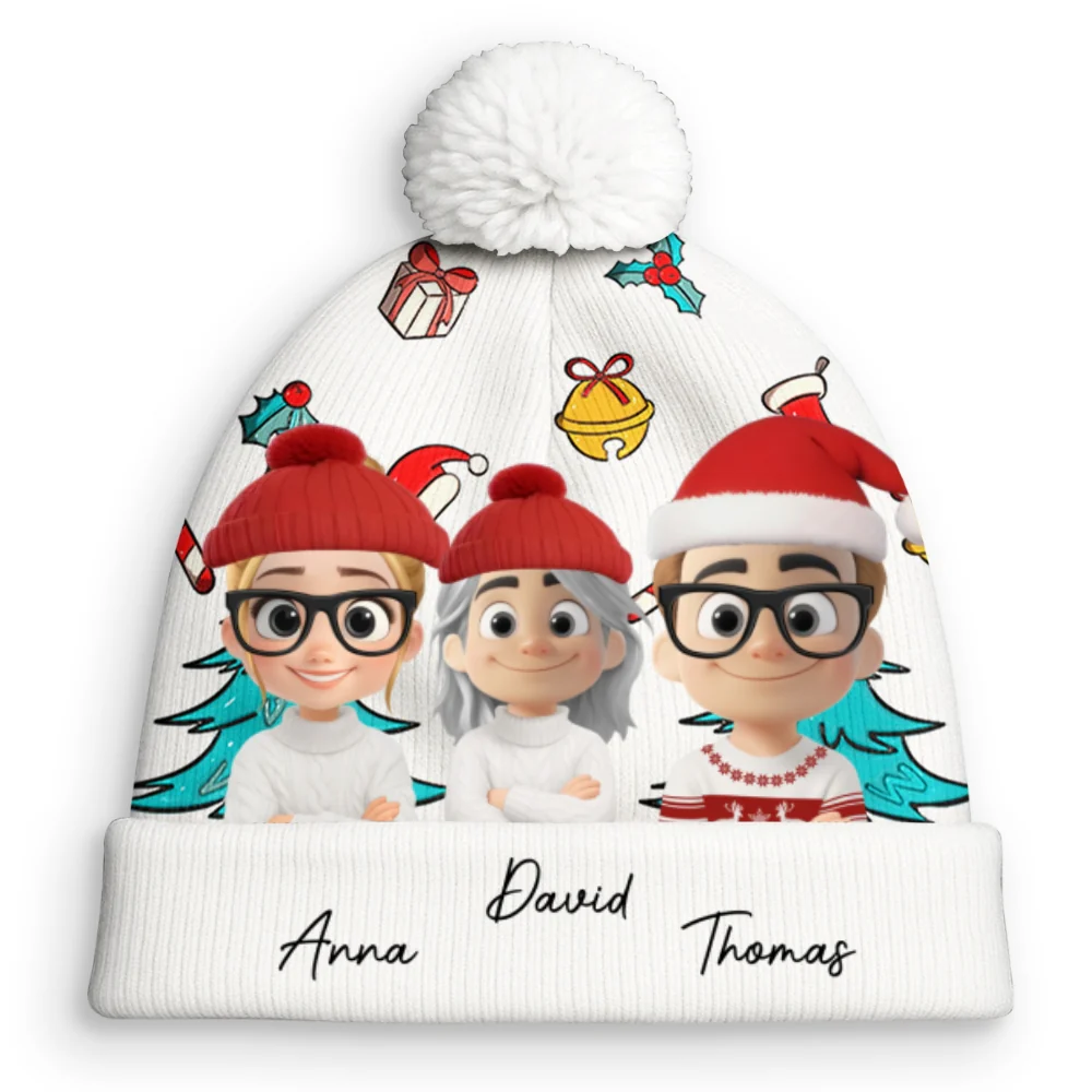 Santa Is Coming To Our Family - Personalized Custom Bobble Beanie Hat - Image 7