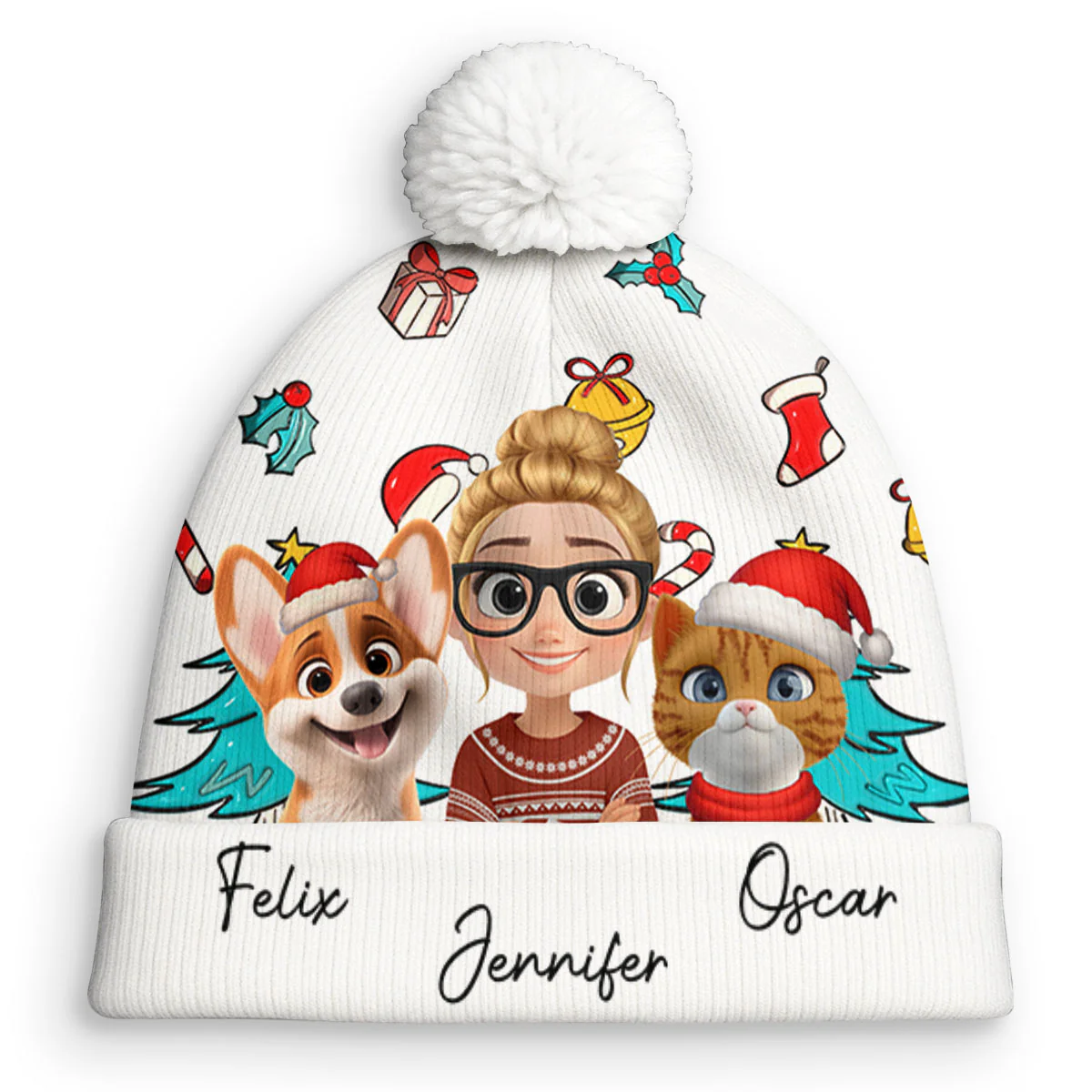 Santa Is Coming To Them - Personalized Custom Bobble Beanie Hat