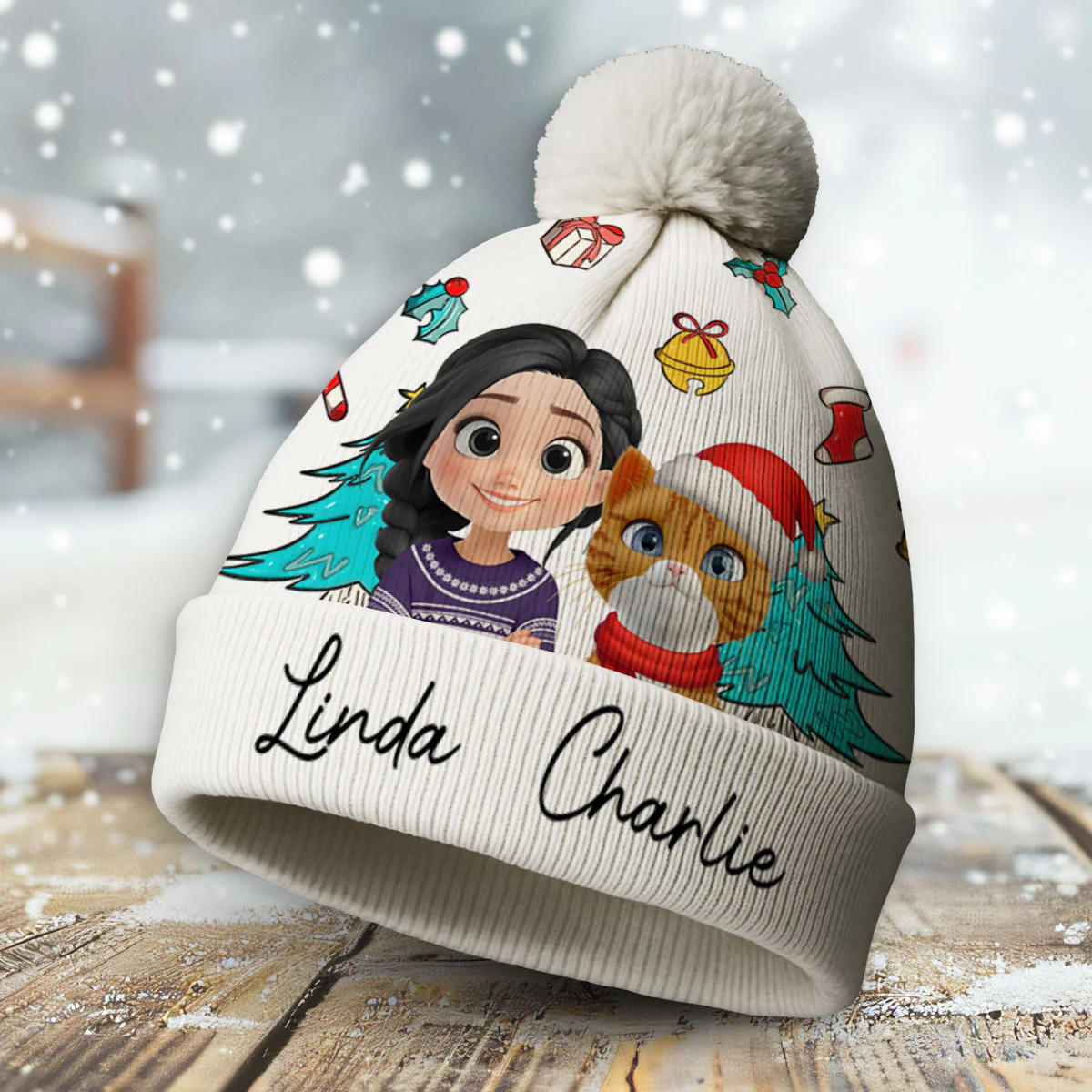 Santa Is Coming To Them - Personalized Custom Bobble Beanie Hat - Image 2