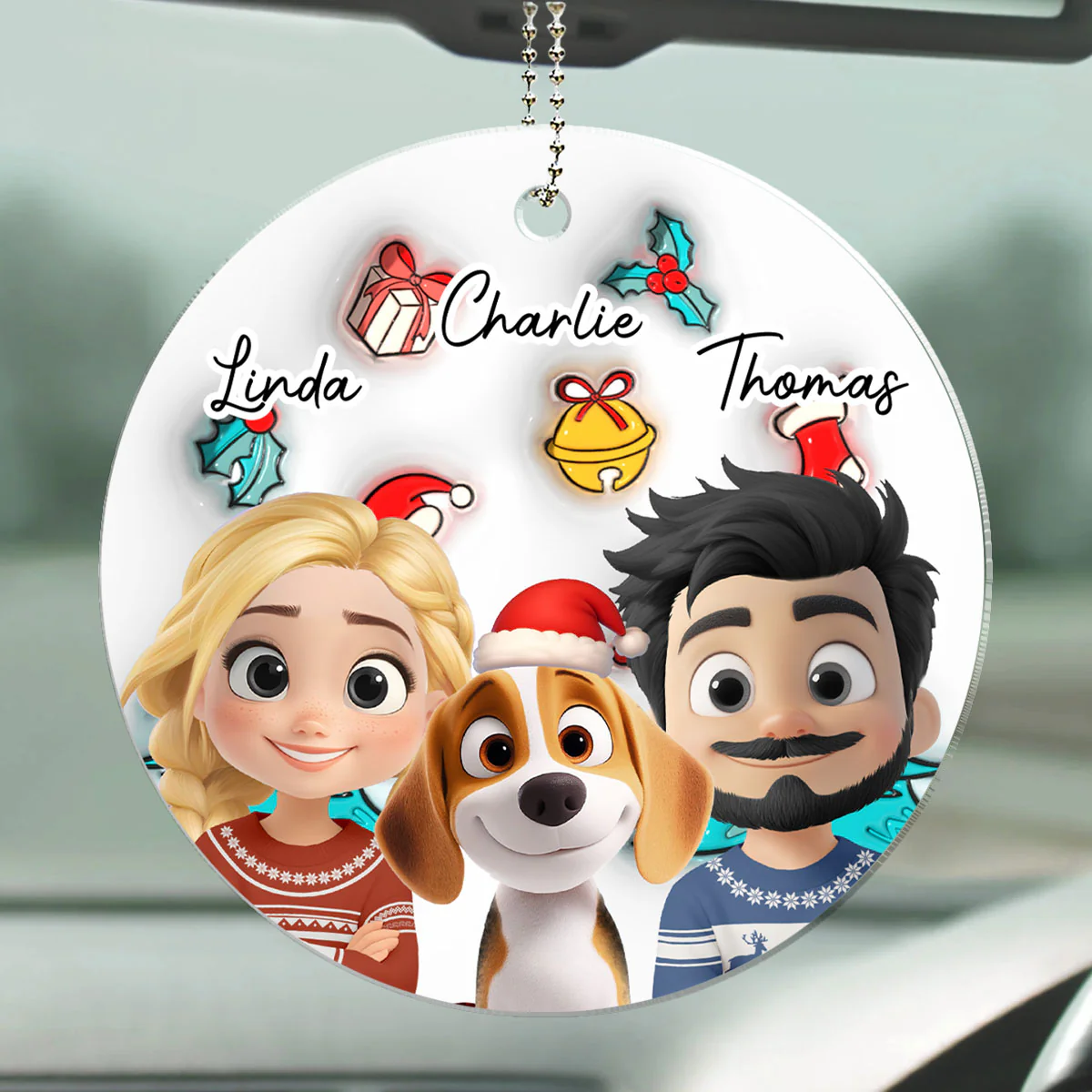Santa Is Coming To Us - Personalized Custom 3D Inflated Effect Car Ornament