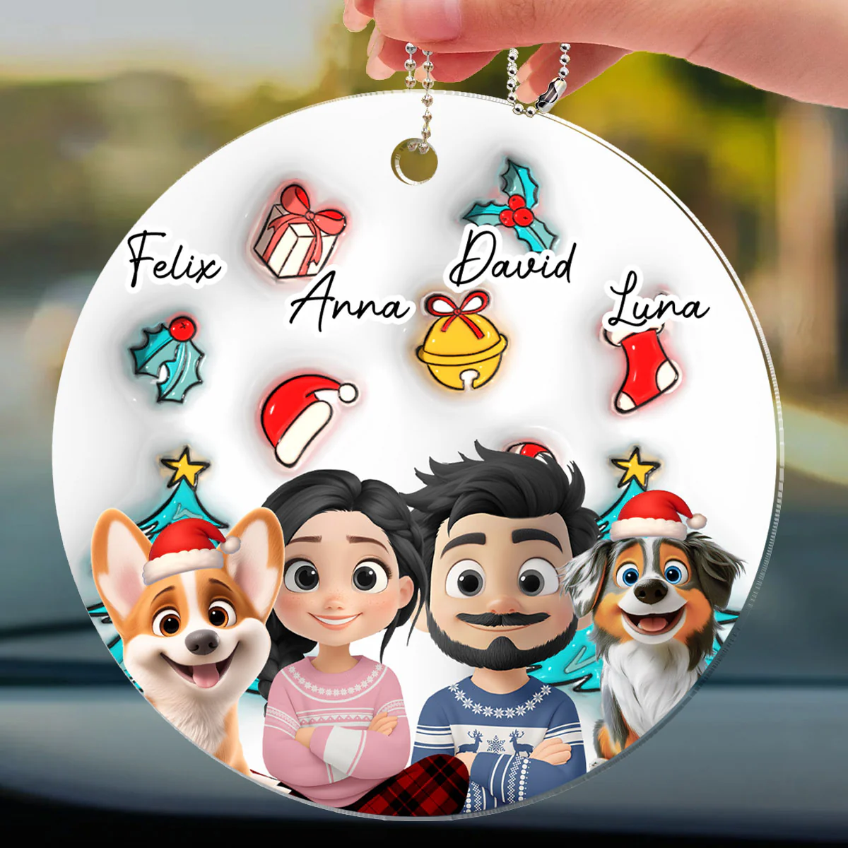 Santa Is Coming To Us - Personalized Custom 3D Inflated Effect Car Ornament - Image 2