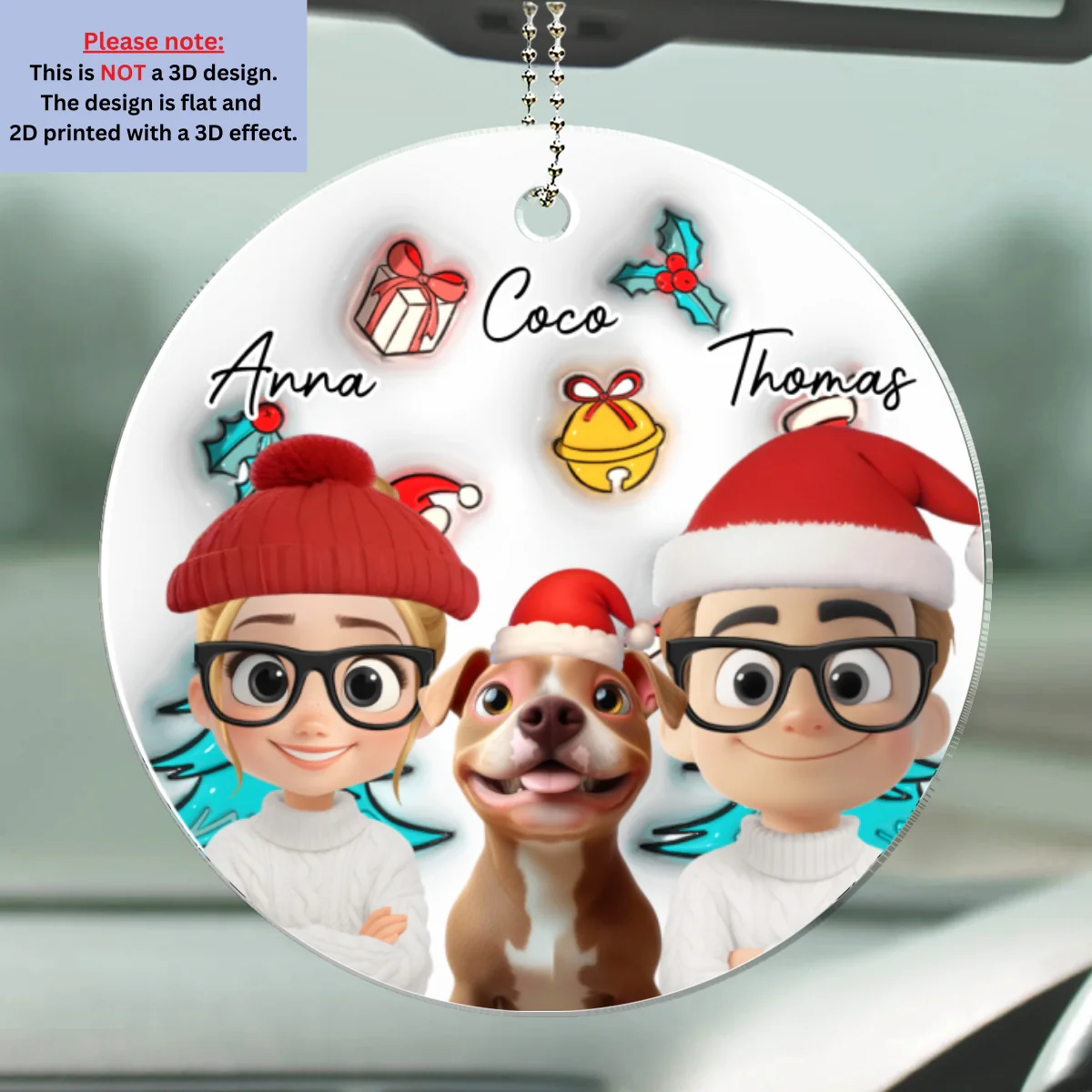 Santa Is Coming To Us - Personalized Custom 3D Inflated Effect Car Ornament - Image 4