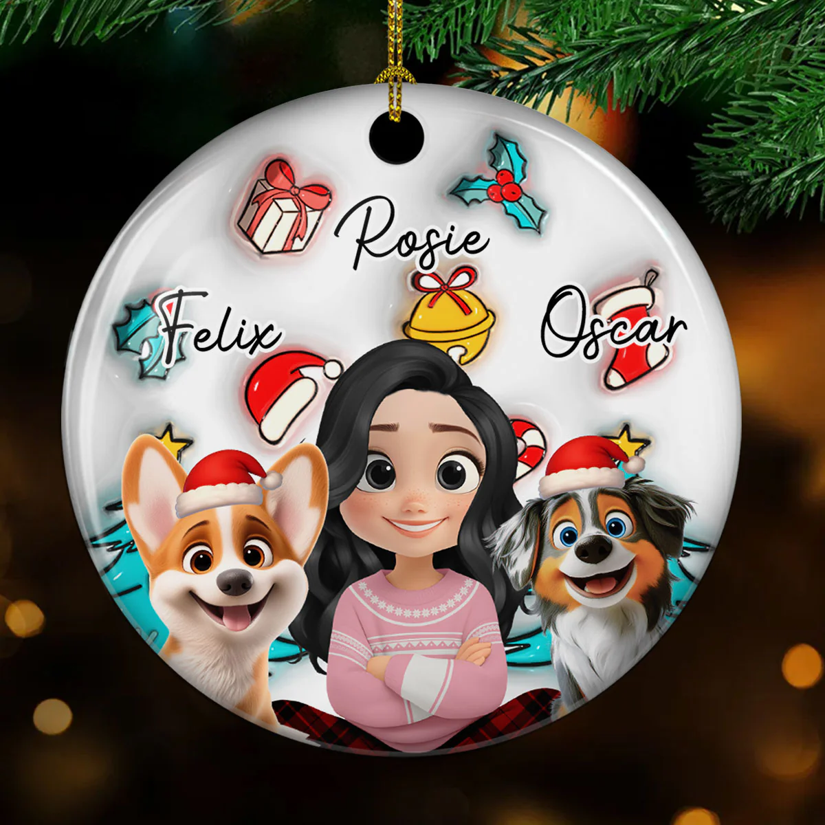 Santa Is Coming To Us - Personalized Custom 3D Inflated Effect Ceramic Ornament - Image 4