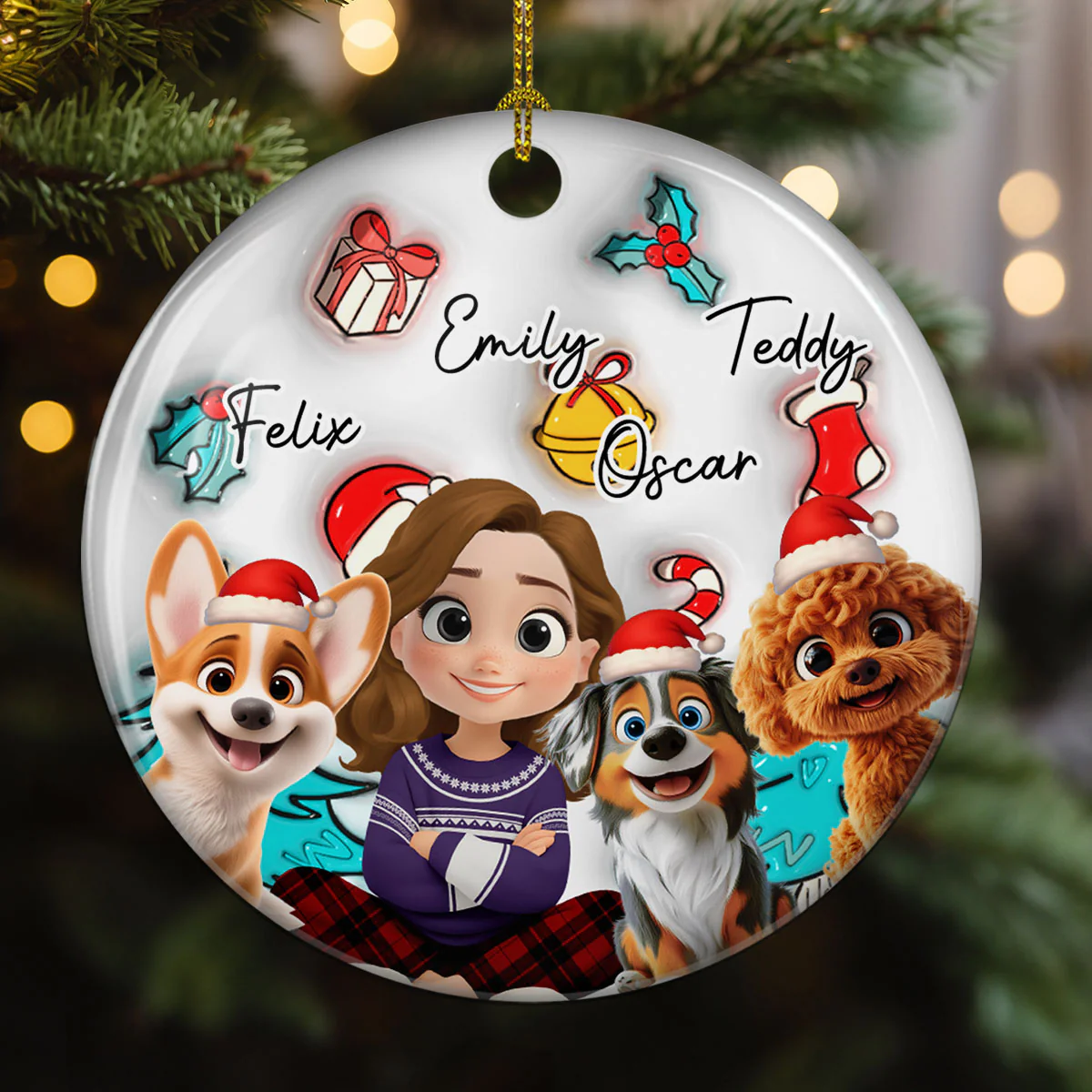 Santa Is Coming To Us - Personalized Custom 3D Inflated Effect Ceramic Ornament - Image 5