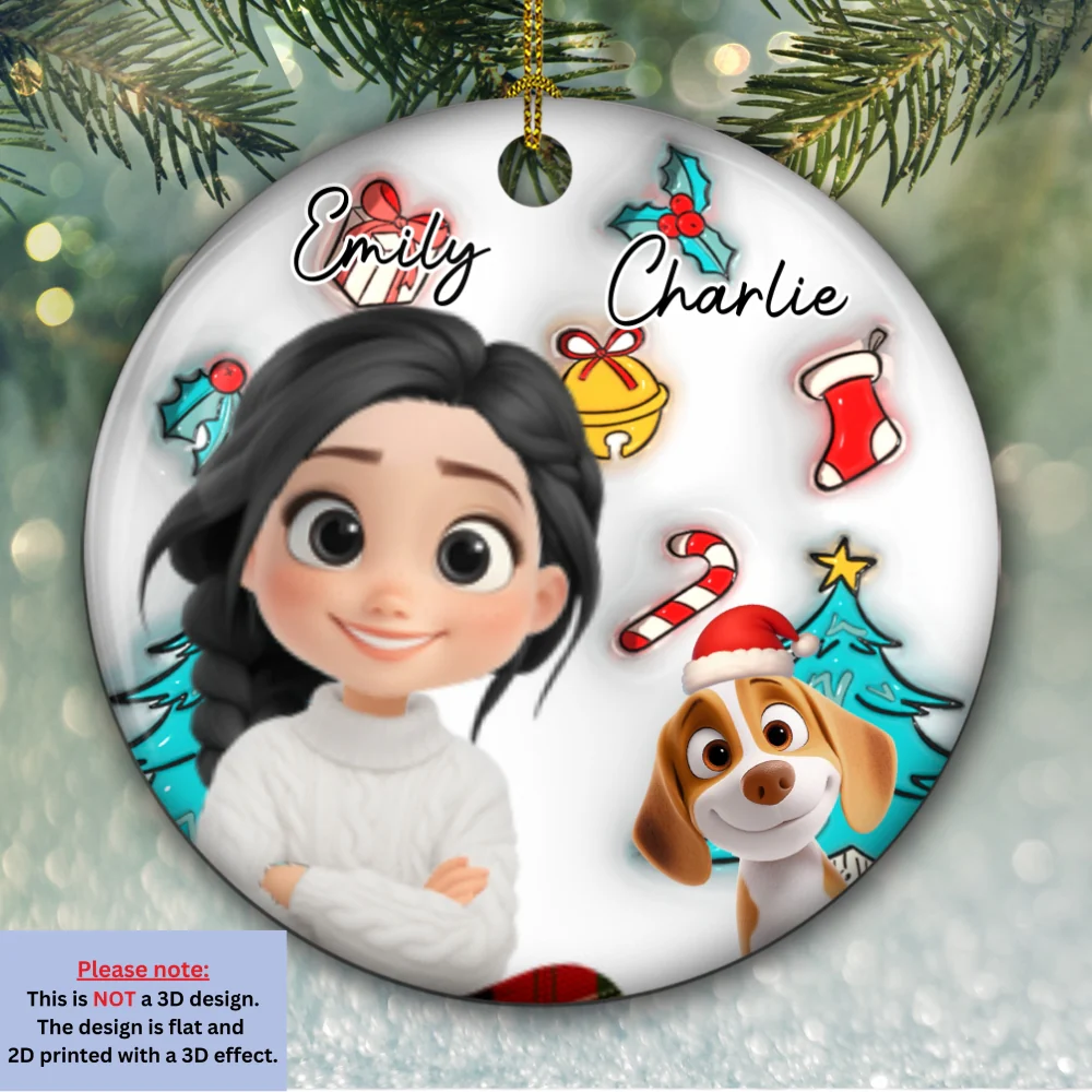 Santa Is Coming To Us - Personalized Custom 3D Inflated Effect Ceramic Ornament - Image 7