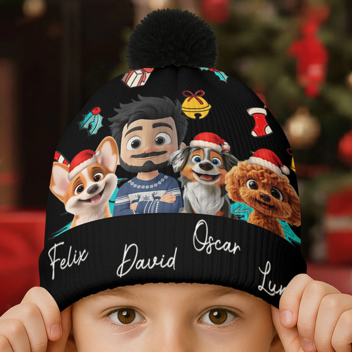 Santa Is Coming To Us - Personalized Custom Bobble Beanie Hat - Image 2