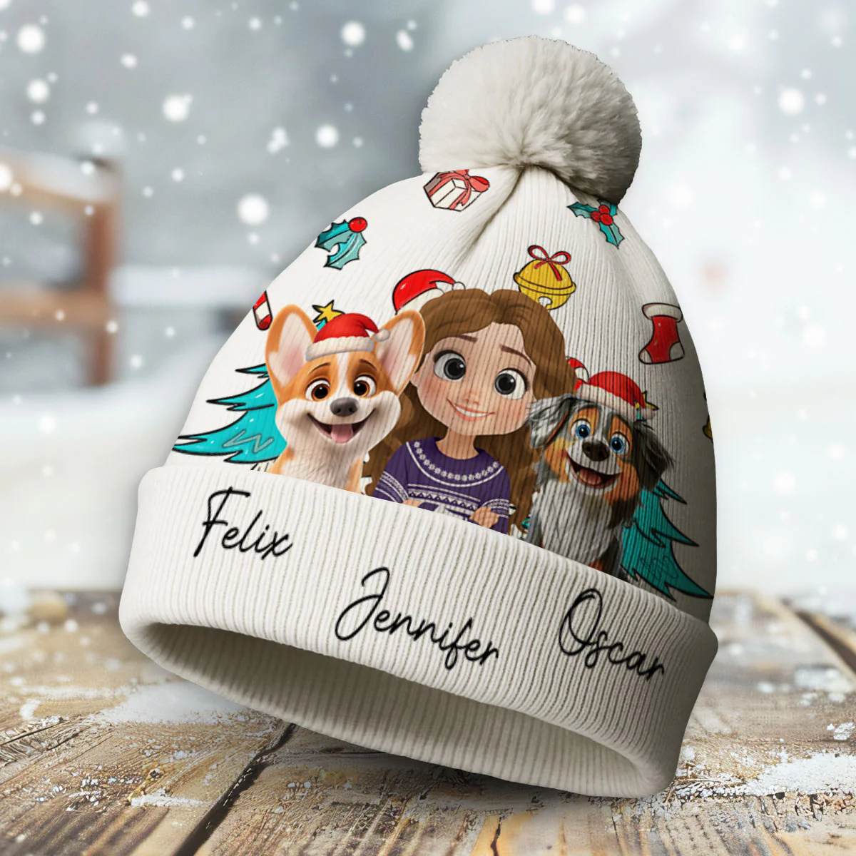 Santa Is Coming To Us - Personalized Custom Bobble Beanie Hat - Image 4