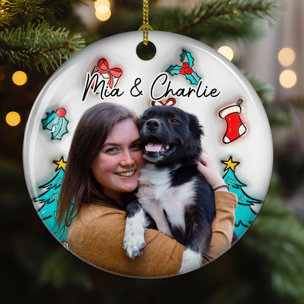 Santa Is Coming To Us Photo - Personalized Custom 3D Inflated Effect Ceramic Ornament