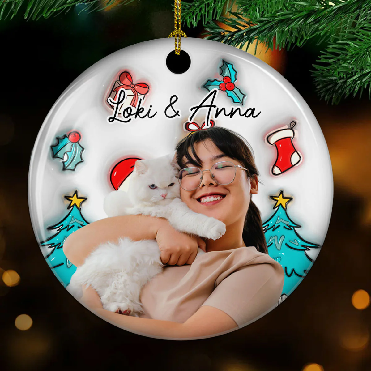 Santa Is Coming To Us Photo - Personalized Custom 3D Inflated Effect Ceramic Ornament - Image 2