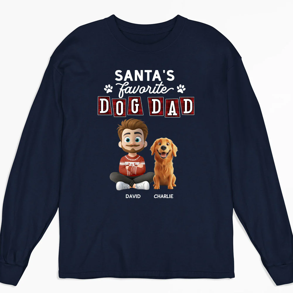 Santa Love Dog Parents - Personalized Custom Long Sleeve T-Shirt
