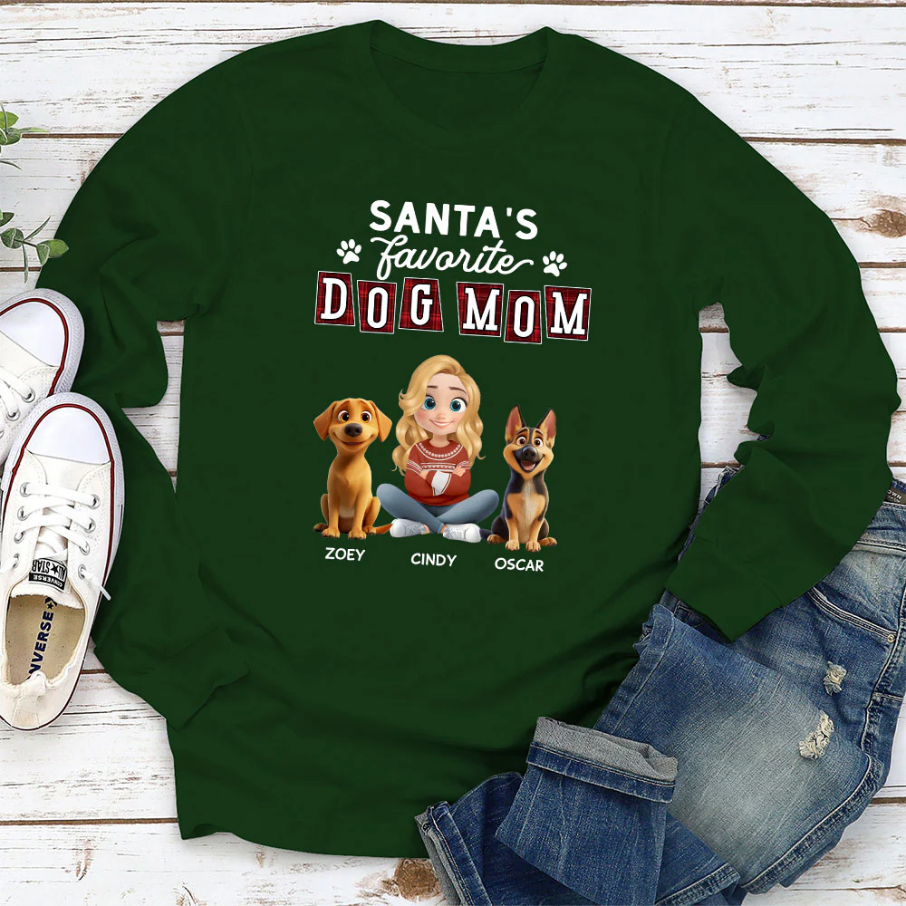 Santa Love Dog Parents - Personalized Custom Long Sleeve T-Shirt - Image 2