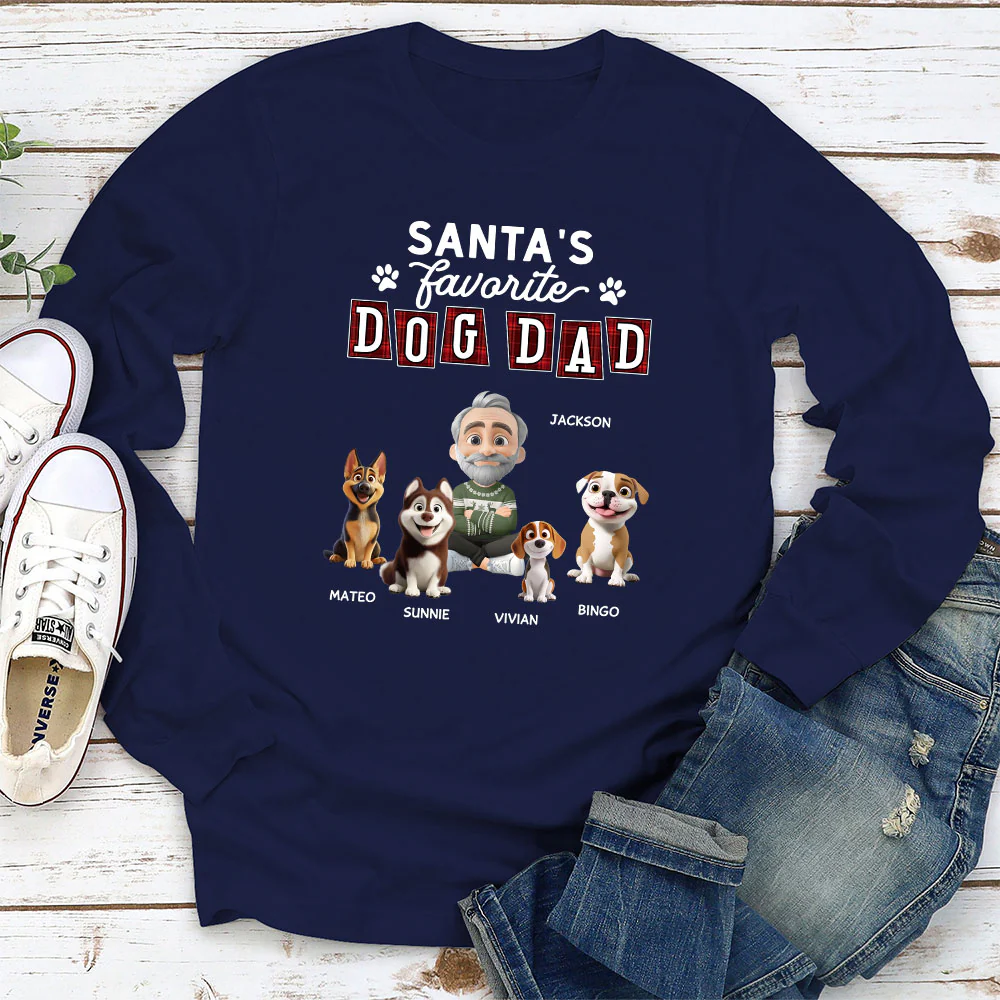Santa Love Dog Parents - Personalized Custom Long Sleeve T-Shirt - Image 3
