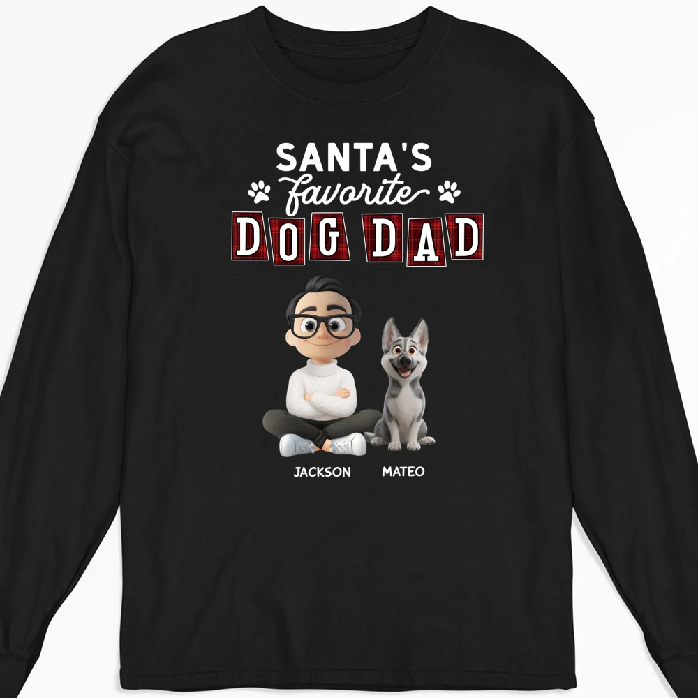 Santa Love Dog Parents - Personalized Custom Long Sleeve T-Shirt - Image 4