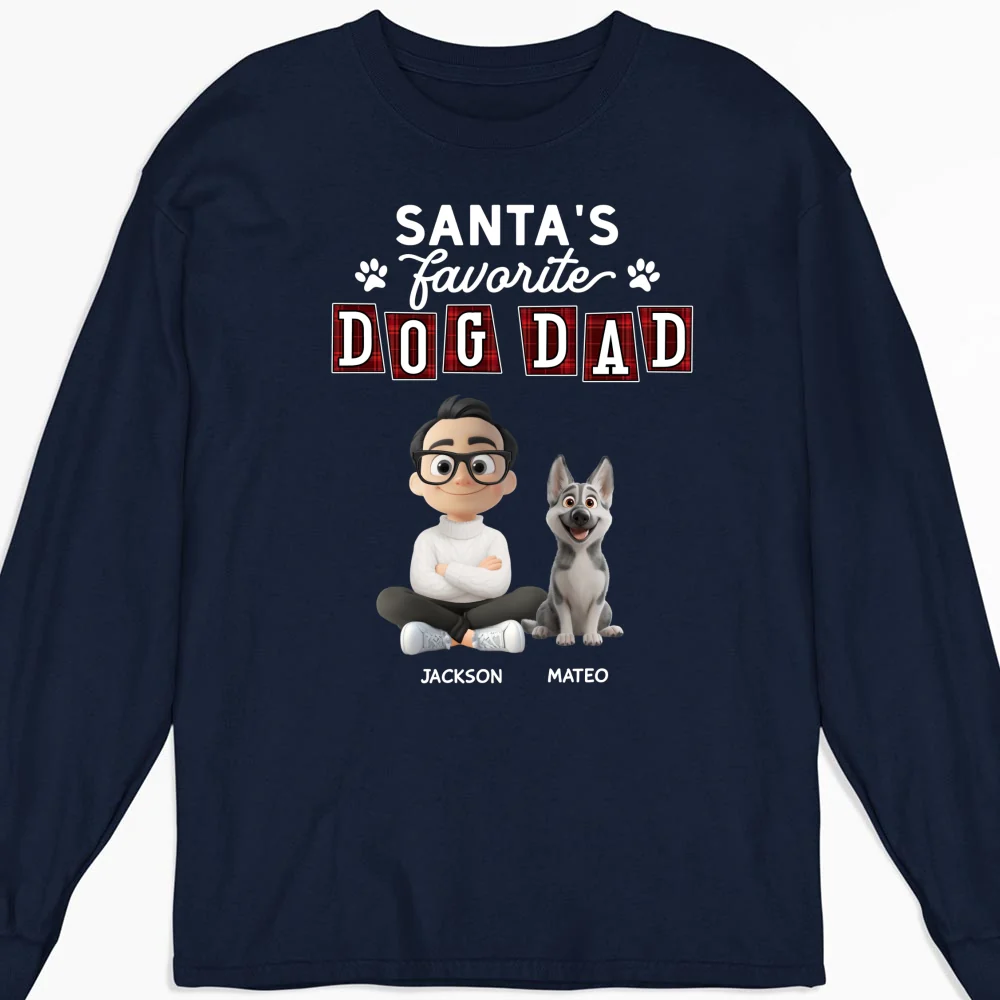 Santa Love Dog Parents - Personalized Custom Long Sleeve T-Shirt - Image 5