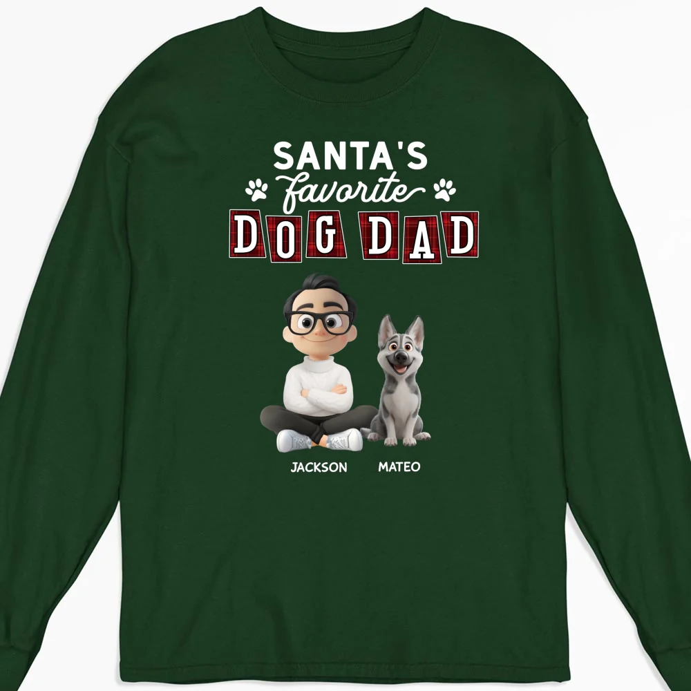 Santa Love Dog Parents - Personalized Custom Long Sleeve T-Shirt - Image 6