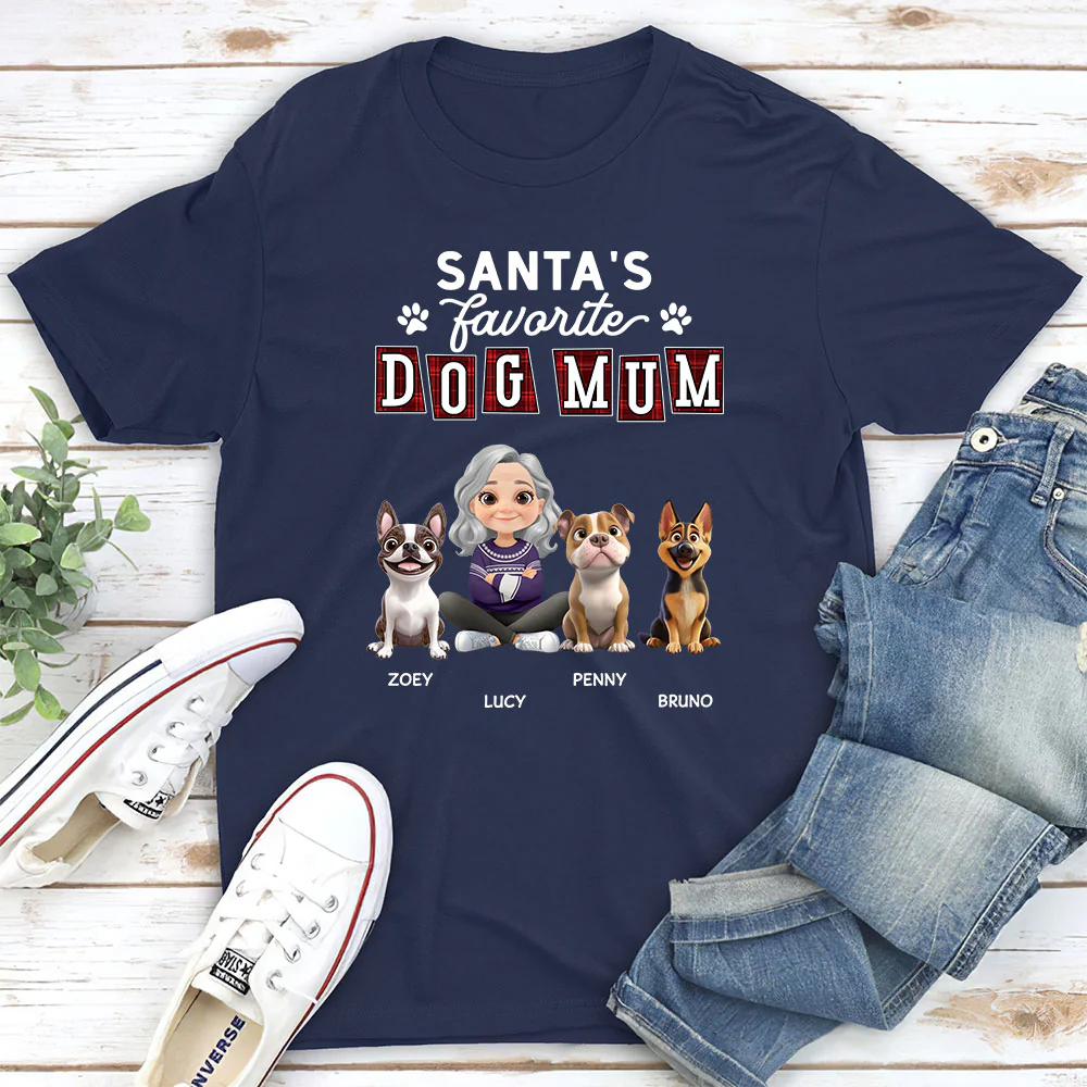 Santa Loves Dog Parents - Personalized Custom Unisex T-shirt - Image 3
