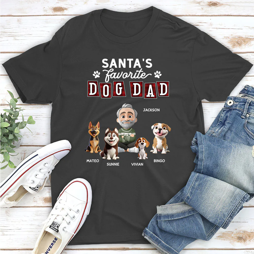 Santa Loves Dog Parents - Personalized Custom Unisex T-shirt - Image 9