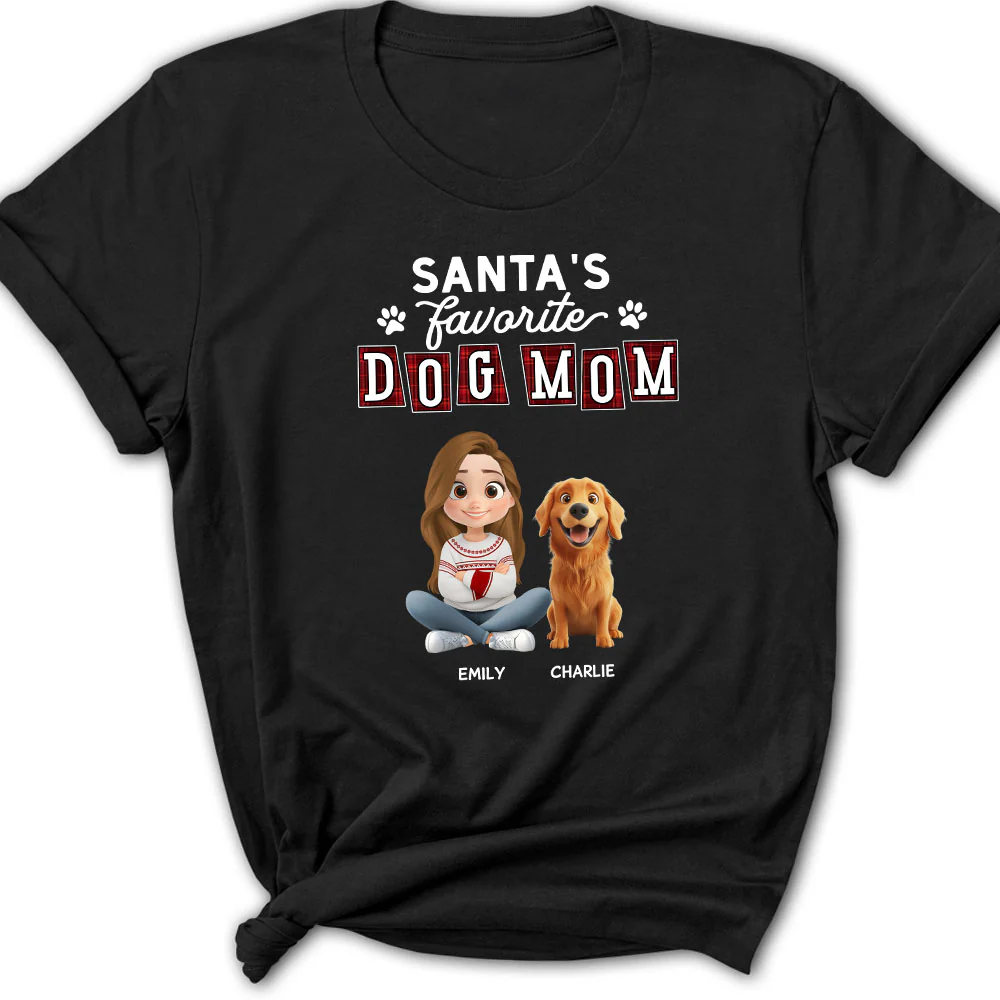 Santa Love Dog Parents - Personalized Custom Women's T-Shirt
