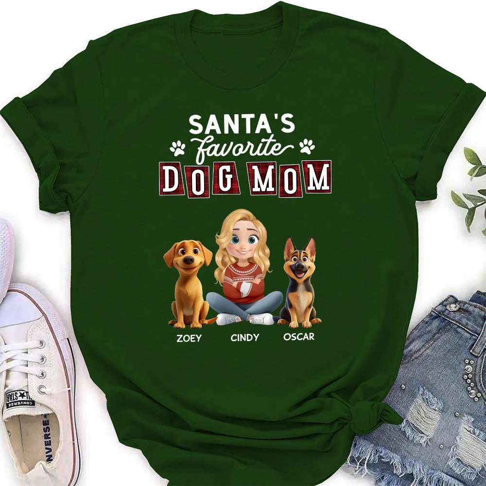 Santa Love Dog Parents - Personalized Custom Women's T-Shirt - Image 5