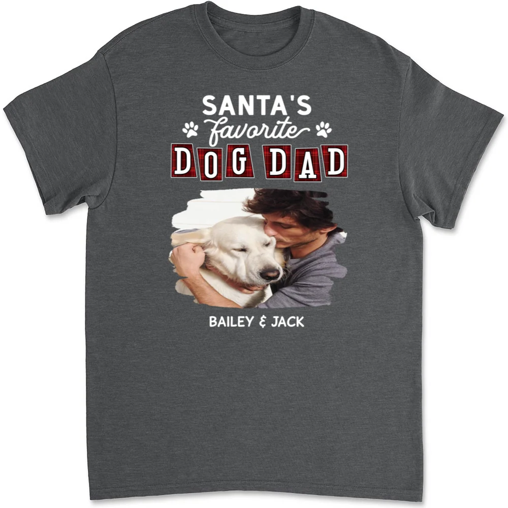 Santa Love Dog Parents Photo - Personalized Custom Unisex T-shirt - Image 10