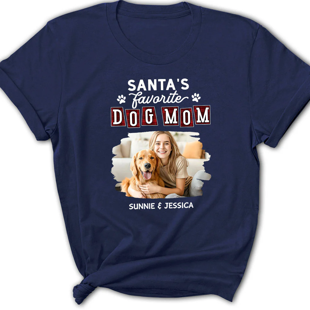 Santa Love Dog Parents Photo - Personalized Custom Women's T-Shirt