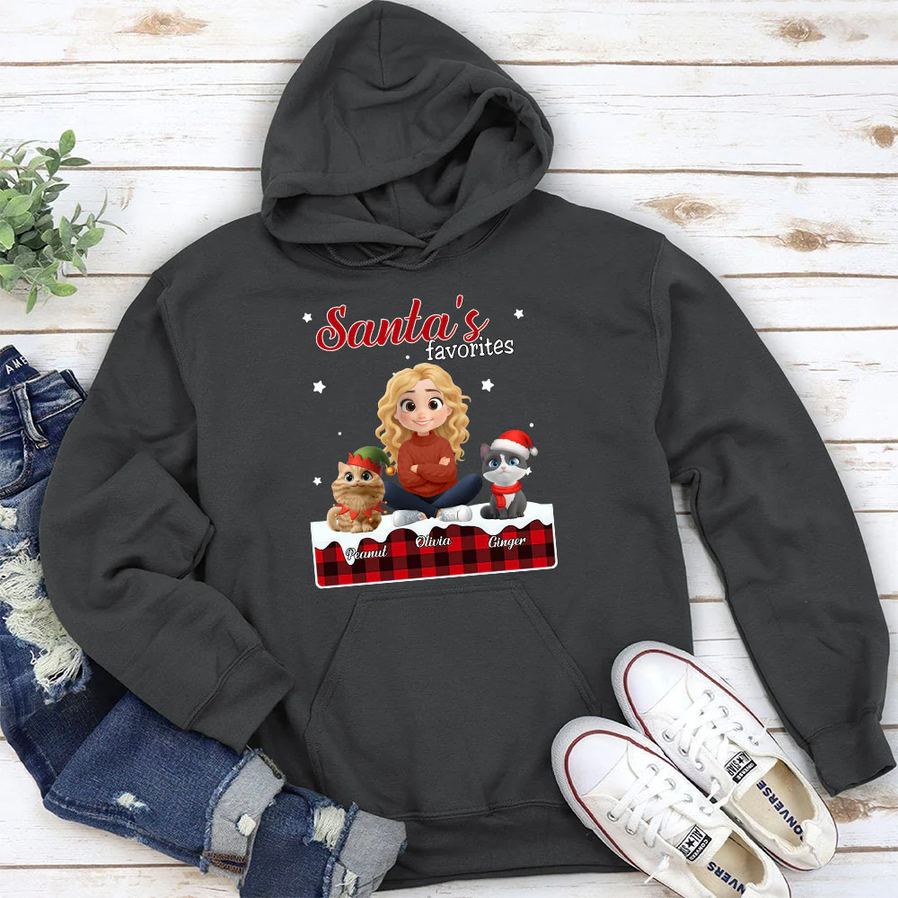 Santa Loves You So Do Cats - Personalized Custom Hoodie - Image 4