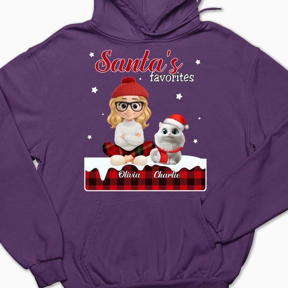 Santa Loves You So Do Cats - Personalized Custom Hoodie - Image 9