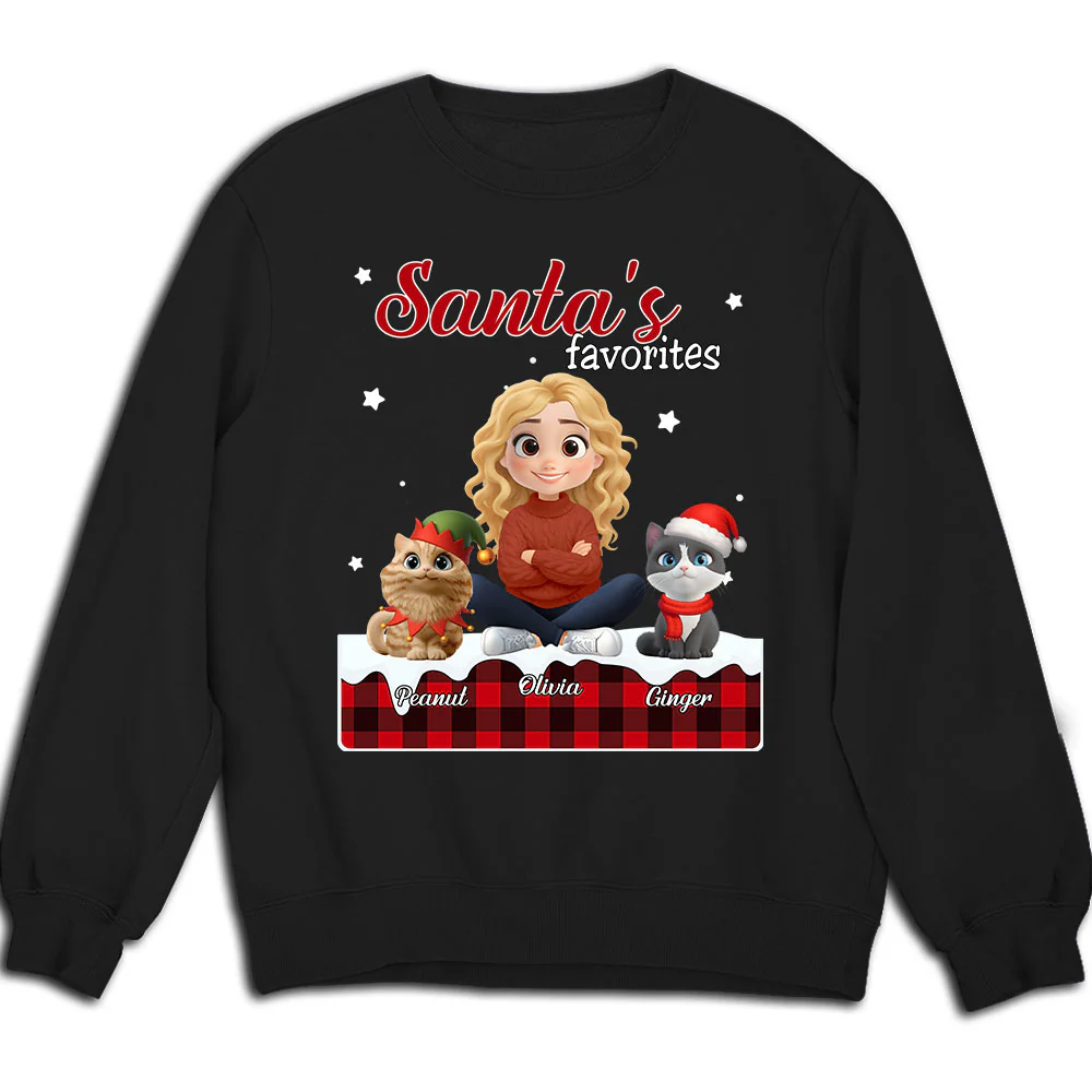 Santa Loves You So Do Cats - Personalized Custom Sweatshirt