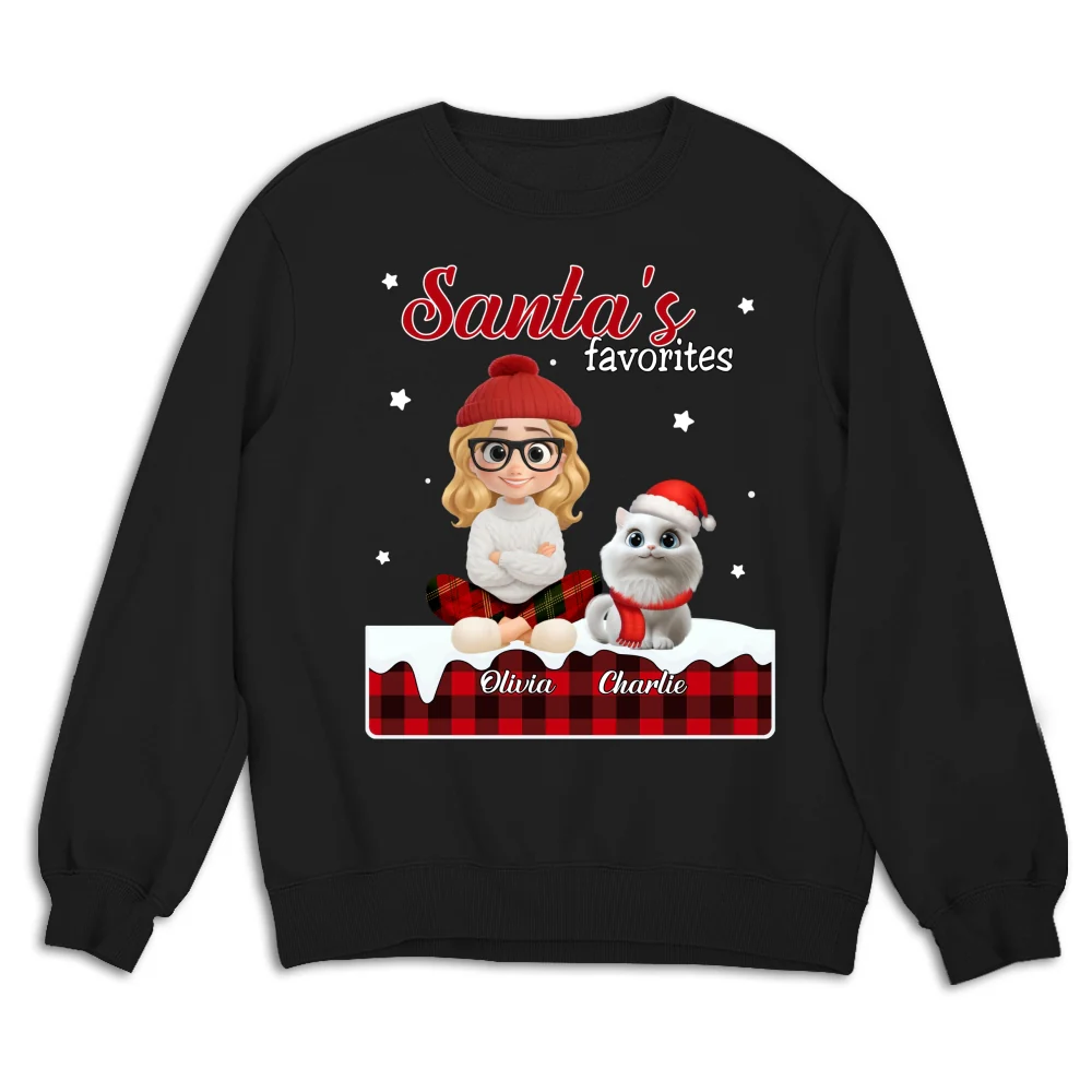 Santa Loves You So Do Cats - Personalized Custom Sweatshirt - Image 5