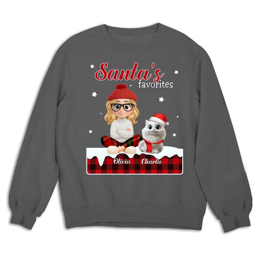 Santa Loves You So Do Cats - Personalized Custom Sweatshirt - Image 6