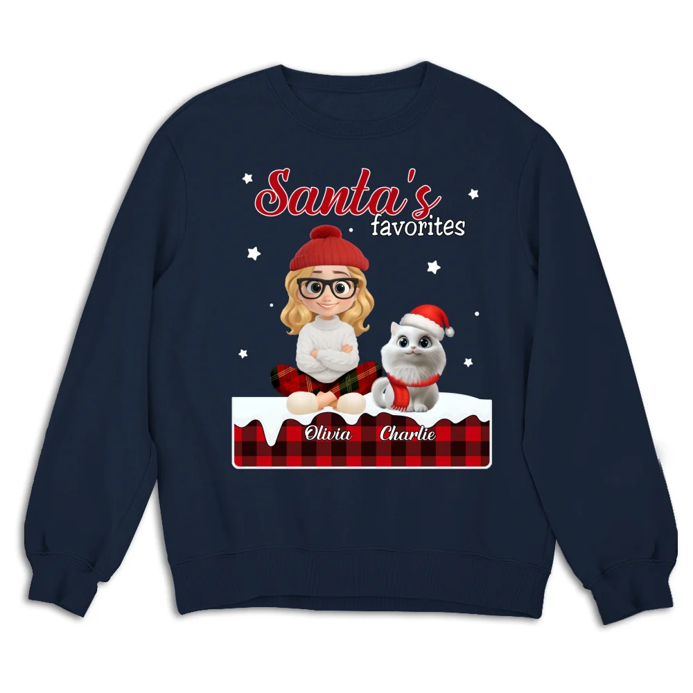 Santa Loves You So Do Cats - Personalized Custom Sweatshirt - Image 7