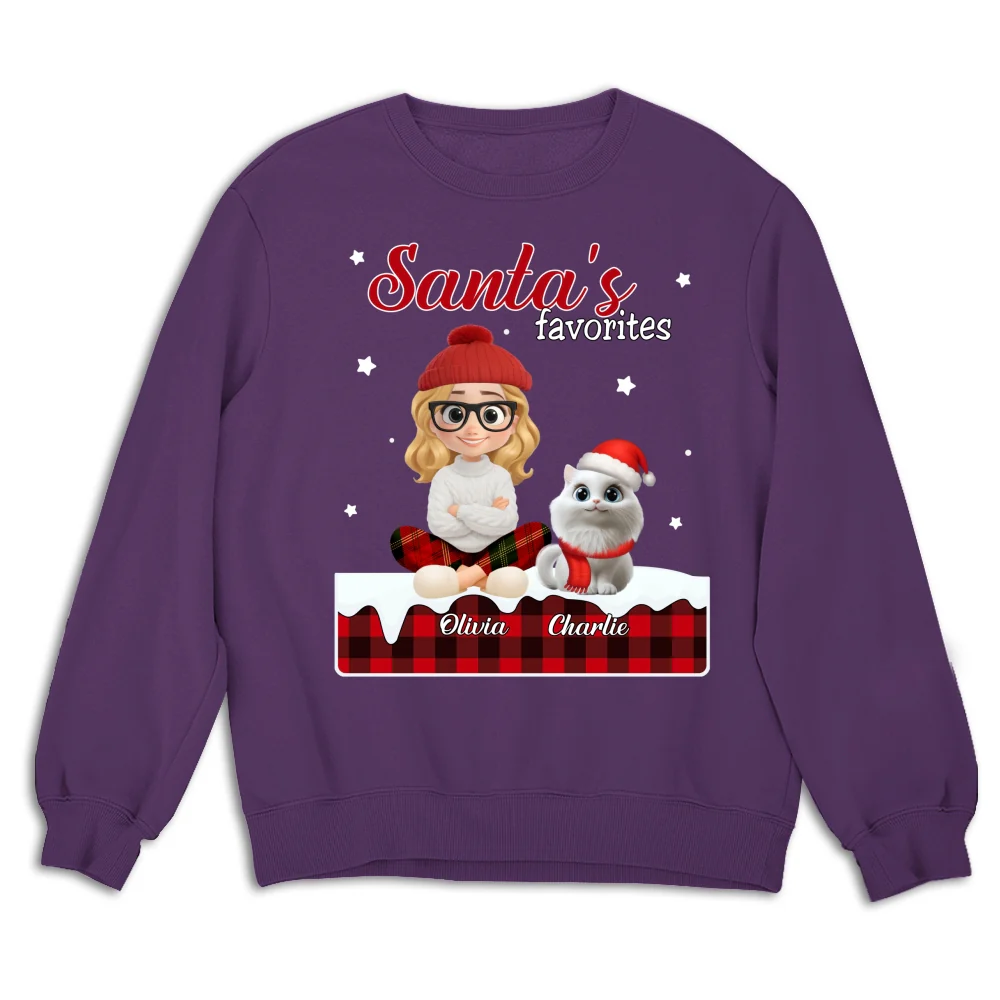 Santa Loves You So Do Cats - Personalized Custom Sweatshirt - Image 8