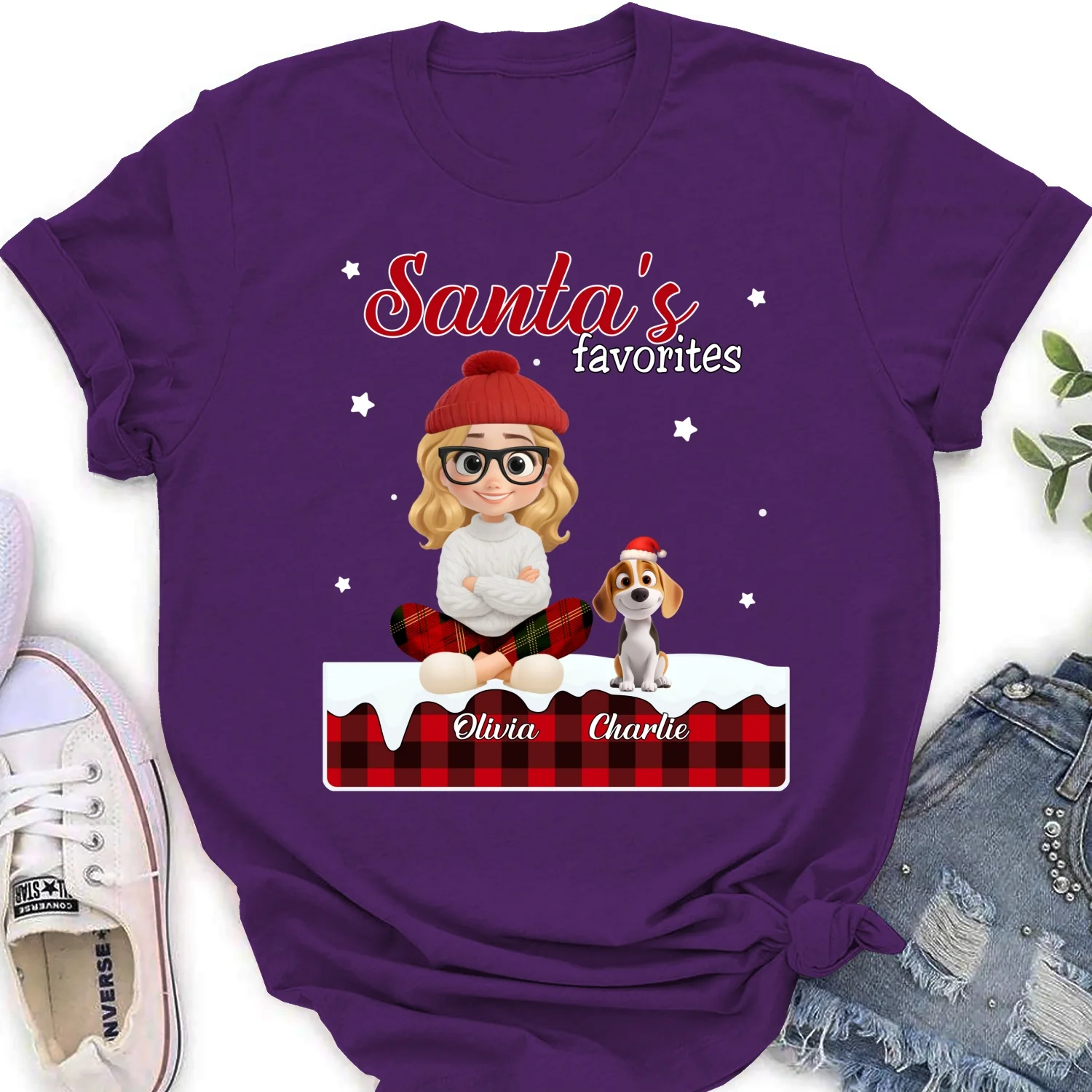 Santa Loves You So Do I - Personalized Custom Women's T-shirt - Image 10
