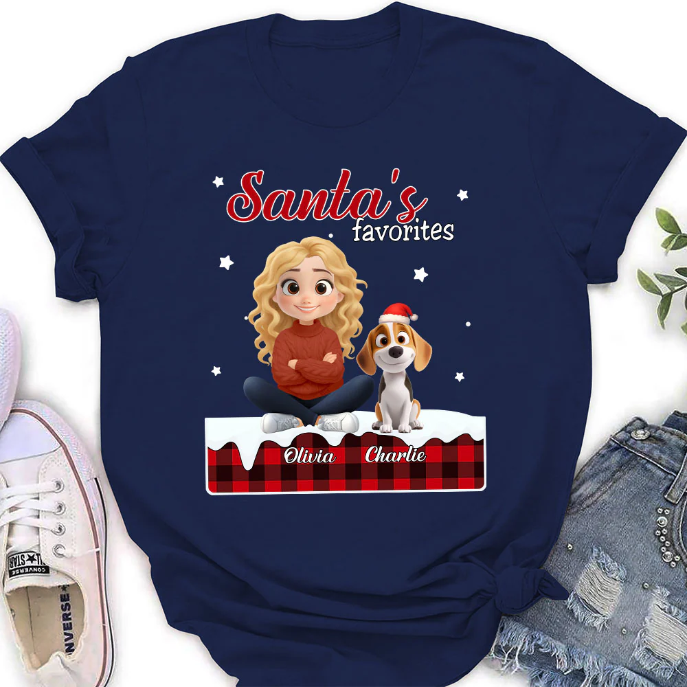 Santa Loves You So Do I - Personalized Custom Women's T-shirt - Image 2